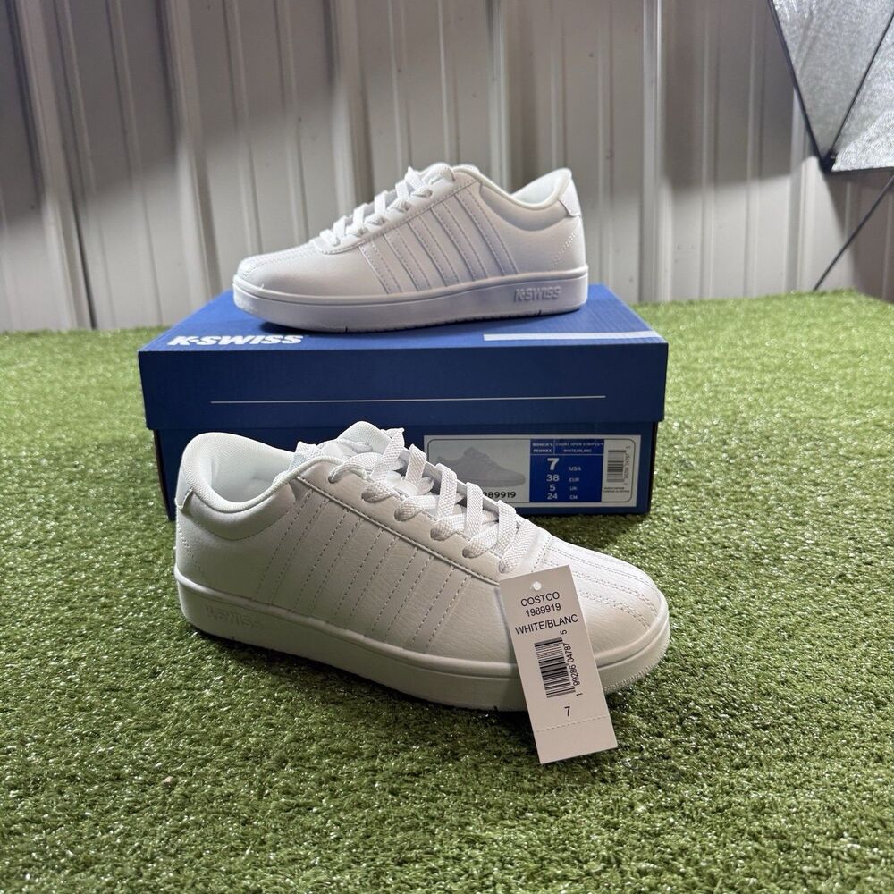 K-Swiss Court Open Stripes Women's Size 7 White Sneakers New in Box